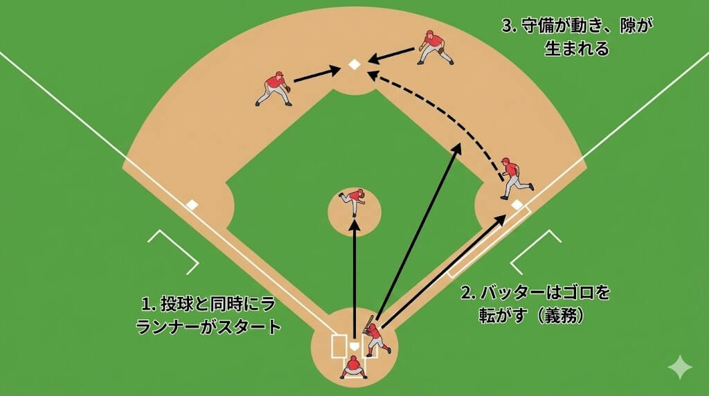 速報BASEBAL:野球のエンドランとは?メリットと対策法