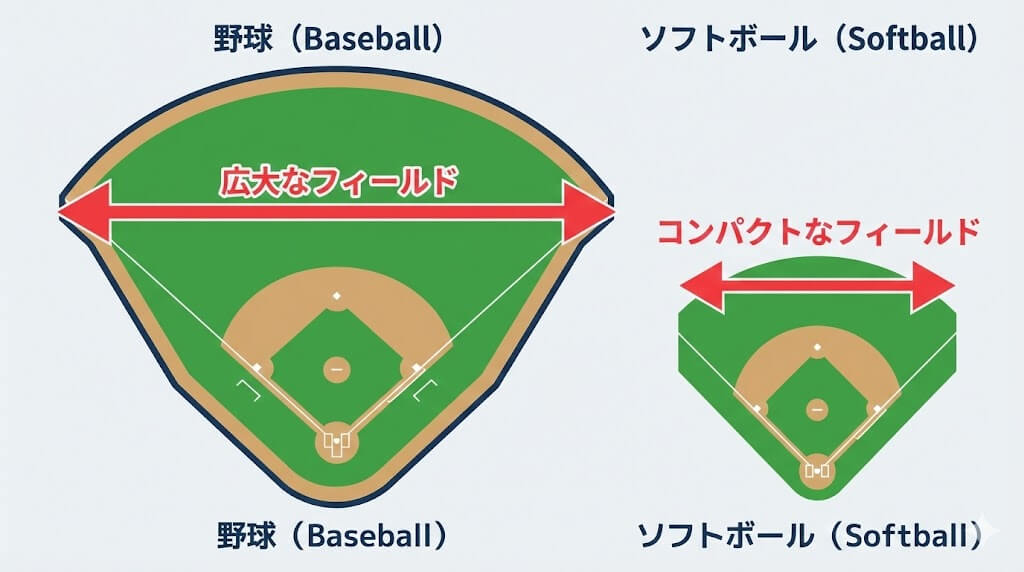 野球とソフト球場の大きさ