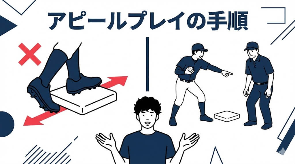 離塁が早い場合のタッチアップへのアピールと手順