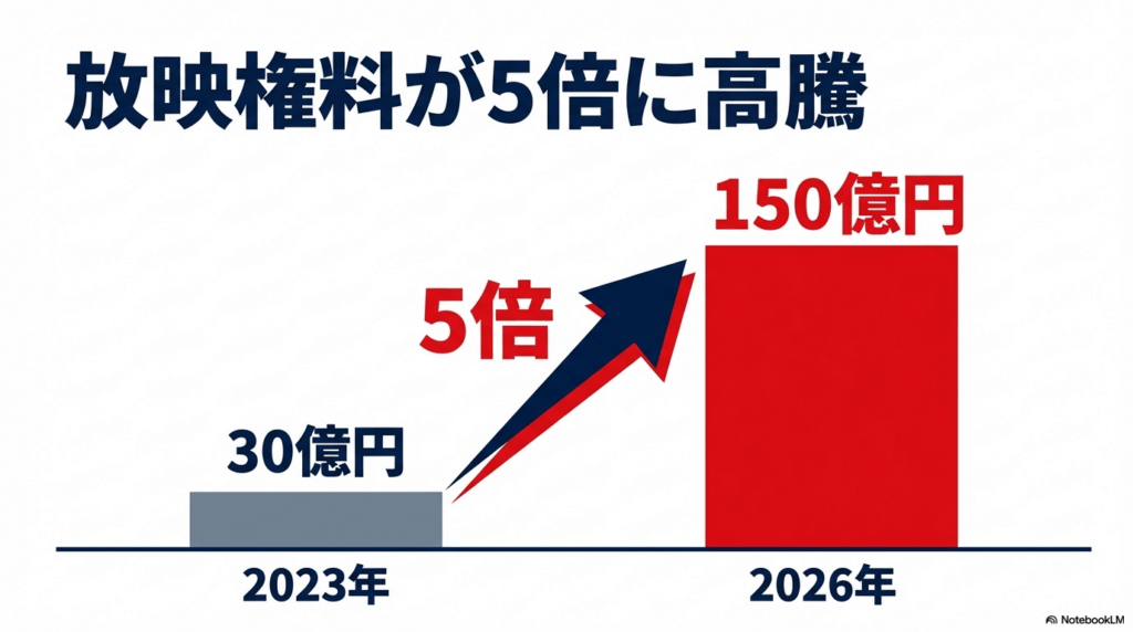 前大会から5倍に高騰した150億円の放映権料