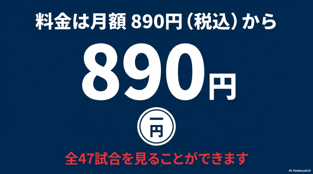 広告つきなら最安月額890円で全47試合を視聴可能